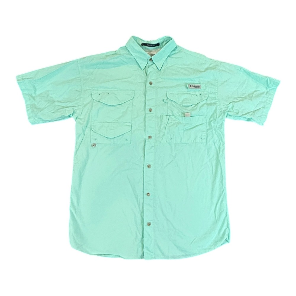 Columbia Shirt PFG Bonehead Fishing Mens Large Green Short Sleeve Fishing Hiking - Picture 3 of 10